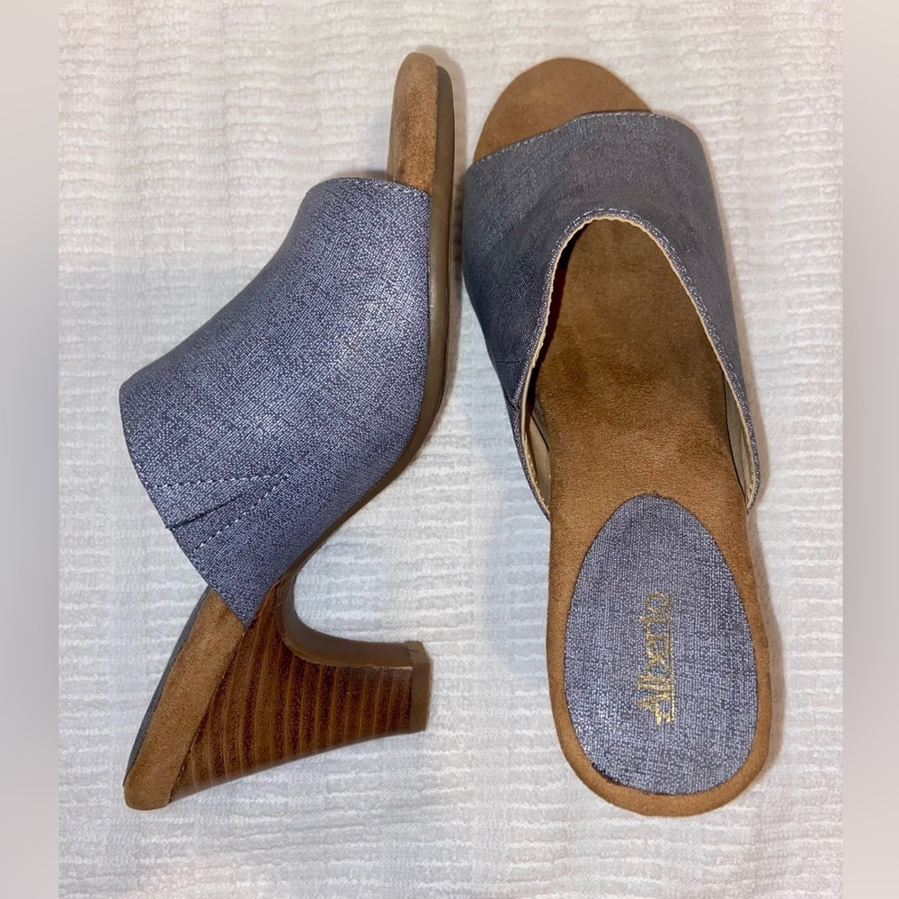 ALBERTO chunky heel‎ blue denim mule sandals size 6